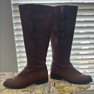 Clarks Mullin Spice Knee-High brown leather riding Boots